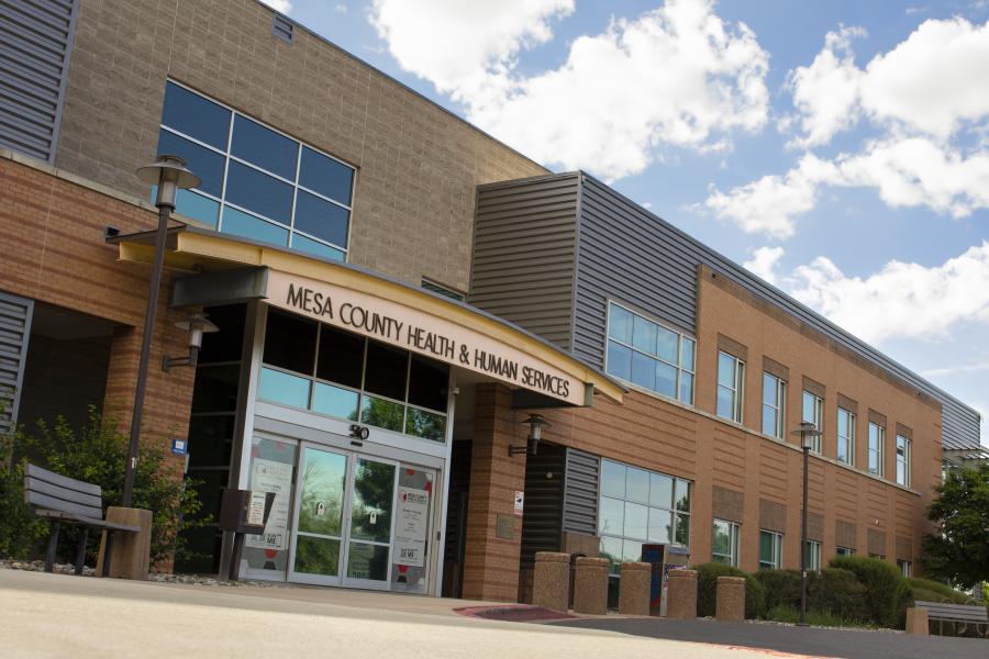 Health and Human Services building front entry.