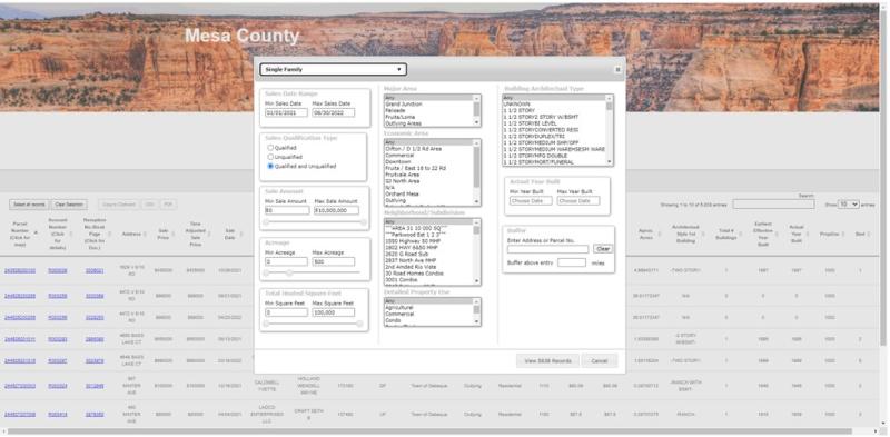 Screen shot of the Research Property Sales system