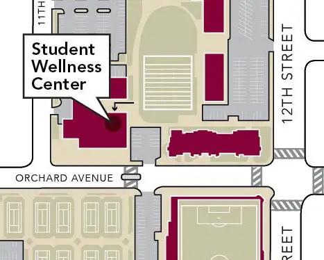 Map of Colorado Mesa University Student Wellness Center 