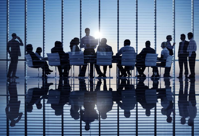 Photograph of group of business people at meeting in conference room