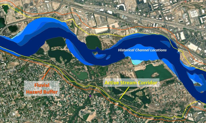 Map section of the Grand Valley showing the river flood zone