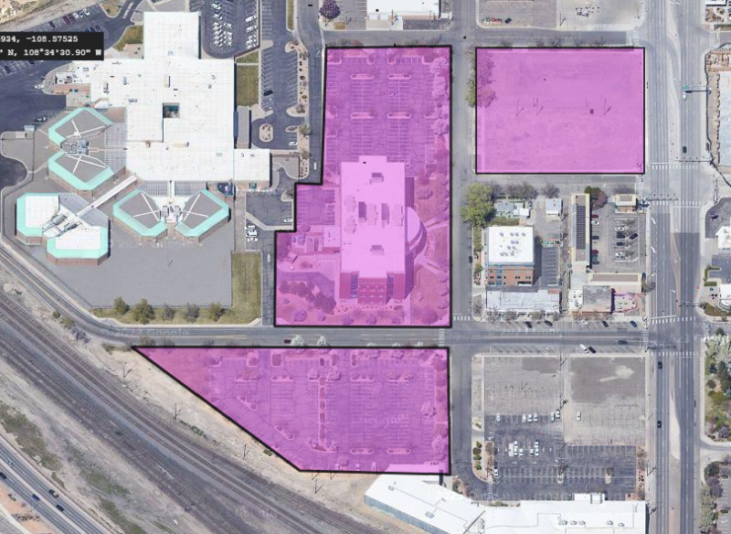 The map shows Concealed or Open Carry of Firearms in the Mesa County Justice Center and adjacent areas.