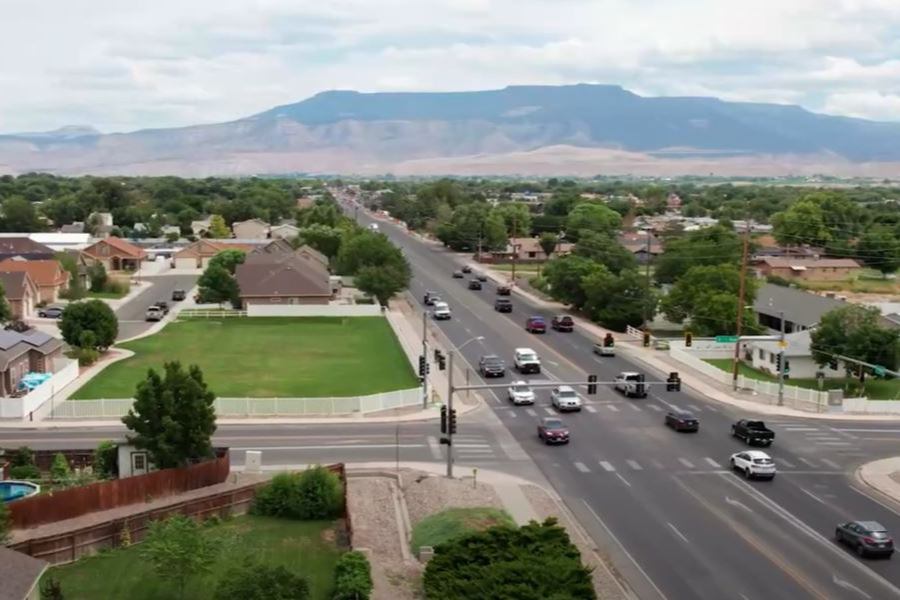 Aerial view of F Road in Mesa County.