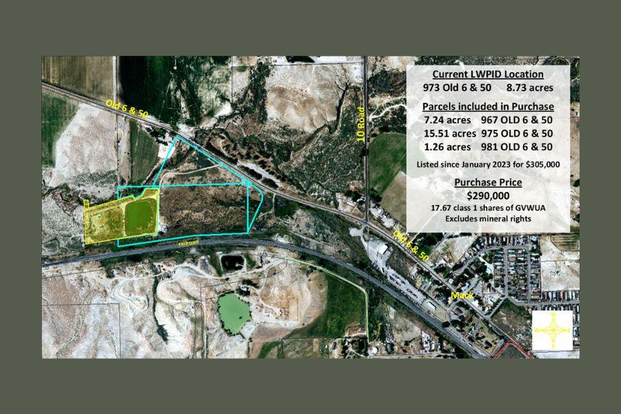 Map showing three property parcels in Mack, CO.